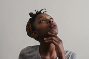 black woman thinking