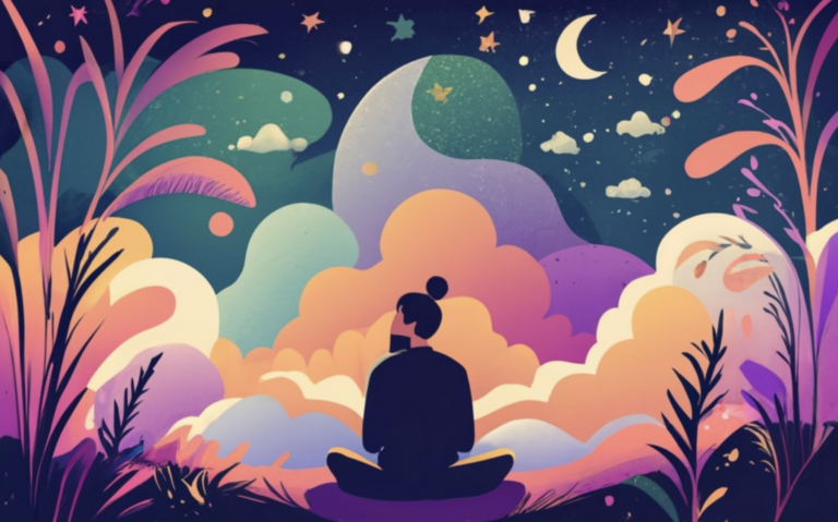 meditating in a psychedelic dream
